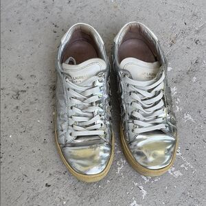 Saint Laurent metallic silver sneakers